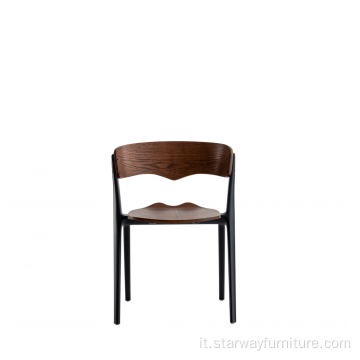 Gamba di plastica con sedile a X-sedile con sedile in legno piegato e schienale